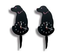 VINTORKY Lovely Wall Clock Acrylic Cartoon Dog Wagging Tail Labrador Dog Pattern Bracket