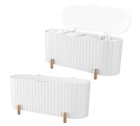 VINTORKY Makeup Organizer Storage Box 2pcs White Cosmetic Storage Case Desktop Container for Cotton Swabs and Beauty Tools Bathroom and Dressing Table Organizer