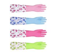 VINTORKY Marigold Rubber Gloves 2 Pair Fleece Lining for Kitchen Cleaning and Gardening Work, Breathable Waterproof Household Gloves Random Color