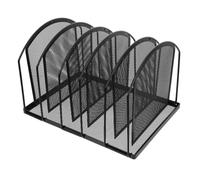 VINTORKY Metal File Organizer with 5-section Modular Design and Adjustable Shelf Height, Black Iron Vertical Desk Folder Organizer for Office or Classroom Document and Magazine Storage