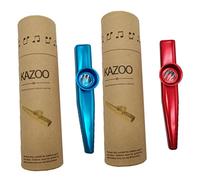 VINTORKY Metal Kazoo Set 2 Pieces Red and Blue Metal Kazoos, Paper Tubes Included, Beginner-friendly Kids Musical Instruments for Guitar and Ukulele Accompaniment, Adult and Child Music Toy