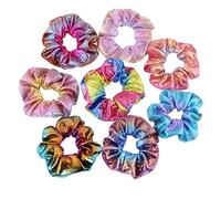 VINTORKY Metallic Rainbow Hair Bands for Girls Pack of Stretchy Hair Ties Ponytail Holders Elastic Hair Accessories for Women Girls Colleagues Friends