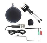 VINTORKY Microphone Set Microphone with Stand Mic Kit Black Plastic Metal Tripod Stand Filter -directional Polar Pattern Convenient Recording for Recording Vocals