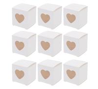 VINTORKY Mini Cake Boxes 1 Set 50Pcs Paper Heart-shaped White Boxes for Wedding, Individual Candy Gift Boxes with Clear Window, 2X2X2 Inch