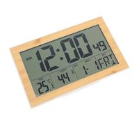 VINTORKY Multi-function Digital Wall Clock with Perpetual Calendar Silent Mute Desktop Alarm Electrostatic Protective Screen Temperature Detection for Home Office Hotel Use Bamboo Wood
