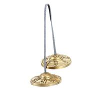 VINTORKY Nepal Copper Yoga Cymbals Bell Meditation Instrument Six-syllable Pattern, Small Brass Percussion Chime for Mindfulness and Spiritual Practice