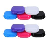 VINTORKY Orthodontic Appliance Container 10Pcs with Lid, Portable Dental Retainer Case for Retainers, Travel Denture Storage Box for Braces and False Teeth in Black, White, Pink,