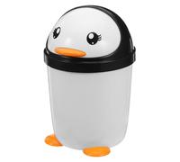 VINTORKY Penguin Swing Lid Trash Can Mini Desk Bin 21 X 14 CM Plastic White for Office Car Bedroom Boys and Bathroom Waste Disposal