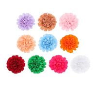 VINTORKY Pet Collar Charms for Photography Props Polyester Material 10pcs Flower Design Random Color for Dogs and Cats and Christmas Gift Accessories