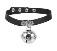 VINTORKY Pet Collar Size 32-40cm with Bell Adjustable Pu Leather Stylish Punk Design, Reusable and Convenient to Wear Black Color for Cats and Kittens for Daily Wear and Photo Shoots