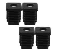 VINTORKY Pipe Tube End Cap Plastic Plugs for Furniture, 4pcs Square M8 Threaded Nut Plugs, Black Foot Caps Preventing Loosening