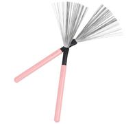VINTORKY Portable Drum Wire Brush Pair Pink High Carbon Steel with Maple Wood Handles for Jazz Drum Set Adults and Students