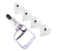 VINTORKY Portable Handheld Vacuum Pressure Cupping Set 5 Pieces Heart-Shaped Body Care Cupping Cups with Manual Pump for Home Use Traditional Chinese Therapy and Muscle Massage
