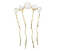 VINTORKY Prong Metal Hair Comb for Women Vintage Side Bun Fork Clip with Pearl Rhinestone Styling Tool for Secure Chic Hairstyles Lightweight Portable Hair Bun Accessory for Work