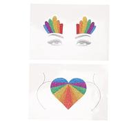 VINTORKY Rainbow Face and Body Stickers 2pcs Glitter Temporary Pride Day Decorations for Lgbtq Parade Party