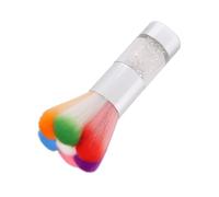 VINTORKY Rainbow Nail Art Dust Brush Cleaner Metal Handle Petal Shape Makeup Brush for Nail Powder Removal for Professional and Home Use