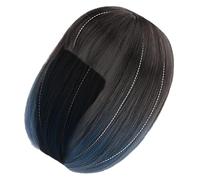VINTORKY Realistic Short Bob Haircut Wig with Gradient Haze Blue Colour, High Temperature Wire Material, Barely Invisible Seam, Practical Fashion Accessory for Party and Daily Use