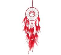VINTORKY Red Dream Catcher Wall Hanging Ornament with Crystal Stone and Plume, Easy Installation and Long Serving Time, for Bedroom Or Shower Decoration
