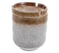 VINTORKY Retro Ceramic Ashtray Japanese Design Vintage Windproof Ashtray Holder for Sushi Restaurants Classic Chinese Style Tabletop Decor Easy to Clean Antique Pattern