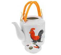 VINTORKY Retro Ceramic Rooster Teapot 1200ml with Handle Vintage Style Small Kettle Home and Office Chinese Style Porcelain Tea Pot for Brewing Hot and Cold Tea