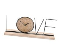 VINTORKY Retro Desk Clock Letter Table Clock Non-Ticking Silent Metal Wood Design with English Alphabet Decoration for Living Room Office Desktop