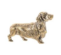 VINTORKY Retro Miniature Brass Dachshund Dog Statue Small Desktop Ornament Unique Animal Figurine for Home Office Decor