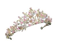 VINTORKY Rhinestone Crown Tiara Headdress for Charming Birthday Party Accessory Lightweight and Comfortable for Photo Props and Memorable Moments Elegant Design Pink
