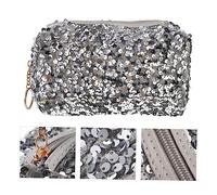 VINTORKY Shining Sequin Makeup Bag Large Capacity Travel Cosmetic Bag Square Design for Daily Use Travel Packing Beautiful Lady Makeup Pouch Zipper Closure Random Style