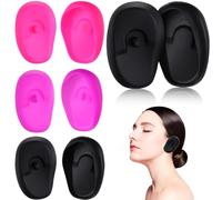 VINTORKY Silicone Hairdressing Ear Cover Hair Dyeing Ear Covers 4 Pairs Waterproof Reusable Protectors for Hair Coloring Shower and Salon Use
