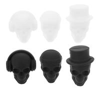 VINTORKY Silicone Skull Wine Glass Markers Random Color for Party Use 6pcs Creative and Unique Cup Decorations to Quickly Find Your Drink, Fun Silicone Cup Marking Labels for Bar and Party