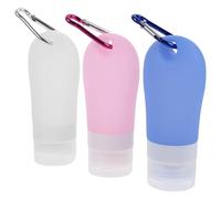 VINTORKY Silicone Travel Bottles Random Color and Pvc Bag 7pcs with Keychains Leakproof Refillable Portable Liquid Containers Squeezable Shampoo Dispenser for Travel Toiletries