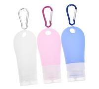 VINTORKY Silicone Travel Bottles Set 7pcs Refillable Portable Squeeze Bottles for Shampoo Cosmetic Dispenser Pvc Bag and Keychains for Travel Toiletries