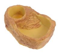 VINTORKY Simulation Rocks Deep Water Basin Reptile Feeding Tub Made of Resin Non-slip and Safe for Reptiles for Horned Frogs and Lizards as Decorative Pet Food Bowl