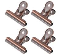 VINTORKY Small Metal Bulldog Binder Clips 4Pcs 65Mm Vintage Copper Hinge Clamps for Office Paper Filing and Art Craft Projects