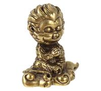 VINTORKY Solid Brass Sun Wukong Statue Ornament, Mini Monkey King Sculpture Tabletop Decoration, Retro Handmade Feng Shui Collectible Figurine for Home and Office