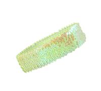 VINTORKY Sparkly Sequin Headband for Women, Elastic Stretchy Hairband Alloy Material, Bright Light Green Colour, for Cheerleader and Festival Use, Holds Hair of Eyes