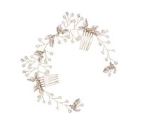 VINTORKY Stunning Bride Hairpin Gold Floral Comb Clip Wedding Headwear for Special Occasions