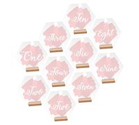 VINTORKY Table Numbers 1-10 Hexagonal Acrylic Table Signs with Wooden Stands Number Holders for Weddings Parties Banquets