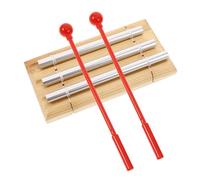 VINTORKY Three Tone Chime Trio Hand Chime for Mindfulness Meditation Relaxation Chakra Healing Lightweight Musical for Yoga Teachers Classroom Use Light Brown