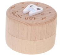 VINTORKY Tooth Fairy Holder Box Fetal Hair Saver Baby Tooth Collection Box for Boys and Girls Wooden Round Deciduous Tooth Organizer Original 15