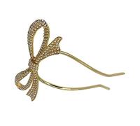 VINTORKY U Shape Pearl Hairpin Rhinestone Bow Wedding Hair Clip Bridal Hair Accessories for Bride Gold Headdress for Wedding Ceremony