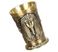 VINTORKY Vintage Egyptian Alloy Totem Shot Glass, Bronze Metal Cocktail Cup 4.2cm Diameter X 6.2cm Height, Creative Whisky Wine Glass for Home Bar and Festival Use