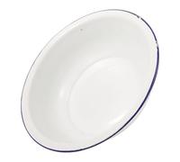 VINTORKY Vintage Enamel Basin with Blue Rim Multipurpose Foot Soak Tub for Washing Feet Face Laundry Nesting Mixing Bowl for Meal Prep and Salad
