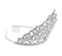 VINTORKY Vintage Silver Rhinestone Tiara Crown with Comb for Women Bridal Wedding Prom Beauty Pageants Hair Accessory Meticulously Crafted Glass Headpiece with Intricate Details