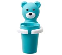 VINTORKY Wall Mount Cartoon Toothbrush Holder with Rinse Cup Self Adhesive Storage Rack for Bathroom Space-Saving Organizer for Boy Girl Easy Installation Cute Bear Design