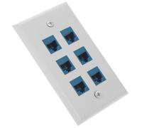 VINTORKY White 6-Port Ethernet Wall Panel Plastic Wall-Mounted Ethernet Outlet with Easy Removal and Efficient Space Utilization, Stylish Wall Socket for Office and Home Use