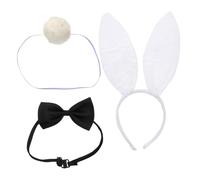 VINTORKY White Rabbit Ear Headband Bow and Plush Tail, Cloth Material, Convenient and Practical Design, Easy to Wear and Take, for Cosplay Activities and Costume Parties Random Color