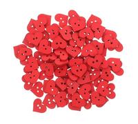 VINTORKY Wooden Buttons Easy to Sew with Smooth Surface Red 100 Pieces Heart Shaped for Sewing and Crafting Projects for Back to School Decorations and Themed Outfits