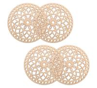 VINTORKY Wooden Crochet Basket Bases 14Cm Diameter 4Pcs, Hollow Carved Circles for Bag Bottom Shaper Pads and DIY Basket Weaving Supplies, Suitable for Craft Projects