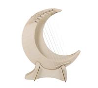 VINTORKY Wooden Lyre Harp Instrument for Beginner Music Learning Small Handheld Moon Shaped Wood Harp Strings Musical Instrument for Boys and Girls and Adults